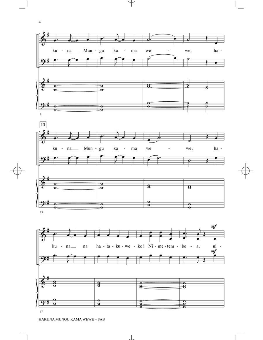 Hakuna Mungu Kama Wewe Hakuna Mungu Kama Wewe 3-Part scores gallery preview page 2