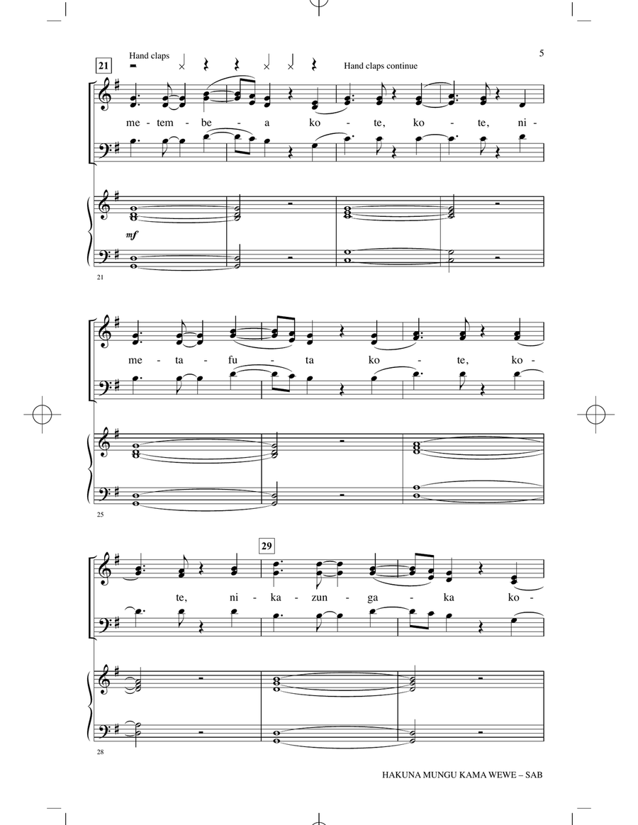 Hakuna Mungu Kama Wewe Hakuna Mungu Kama Wewe 3-Part scores gallery preview page 3
