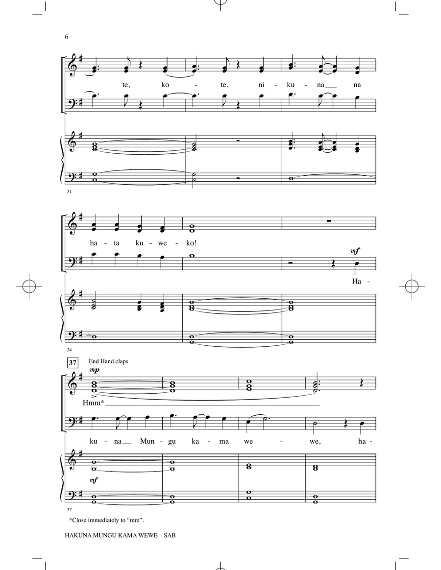 Hakuna Mungu Kama Wewe Hakuna Mungu Kama Wewe 3-Part scores gallery preview page 4
