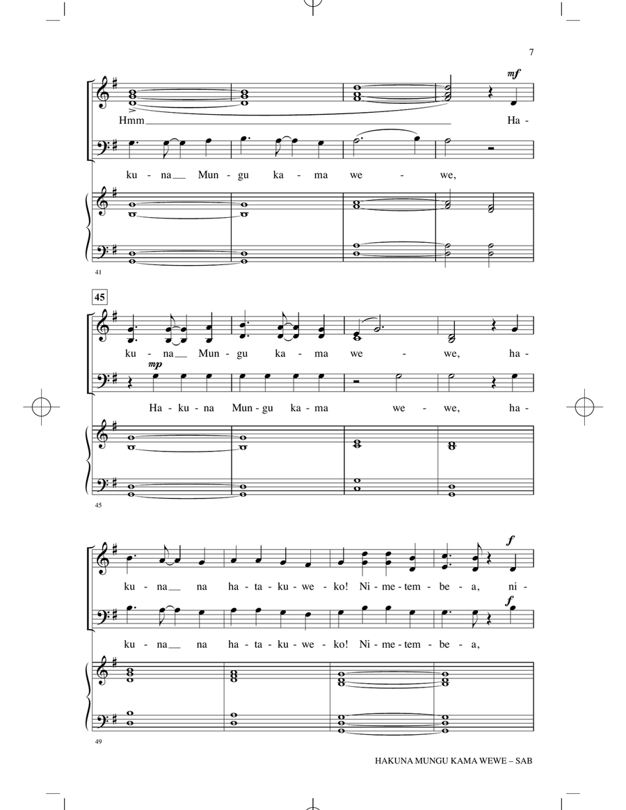 Hakuna Mungu Kama Wewe Hakuna Mungu Kama Wewe 3-Part scores gallery preview page 5