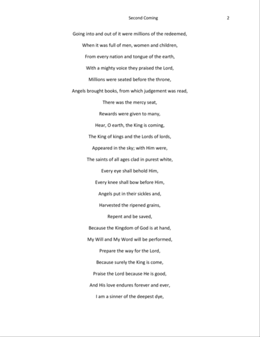 Second Coming Piano scores gallery preview page 2