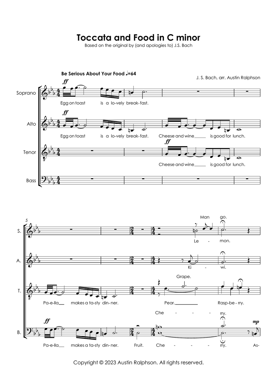 Toccata and Food in C minor Toccata and Food in C minor A Cappella scores gallery preview page 3