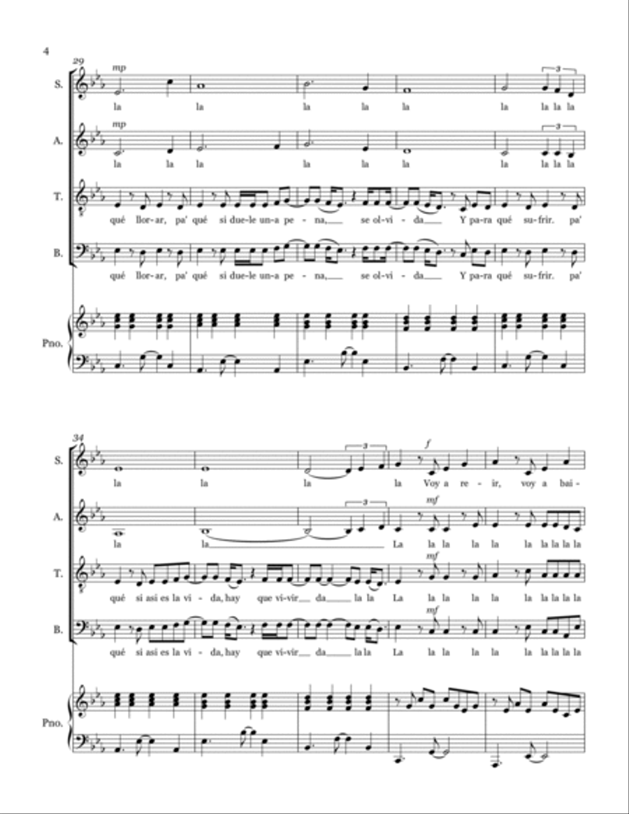 Vivir Mi Vida 4-Part scores gallery preview page 4