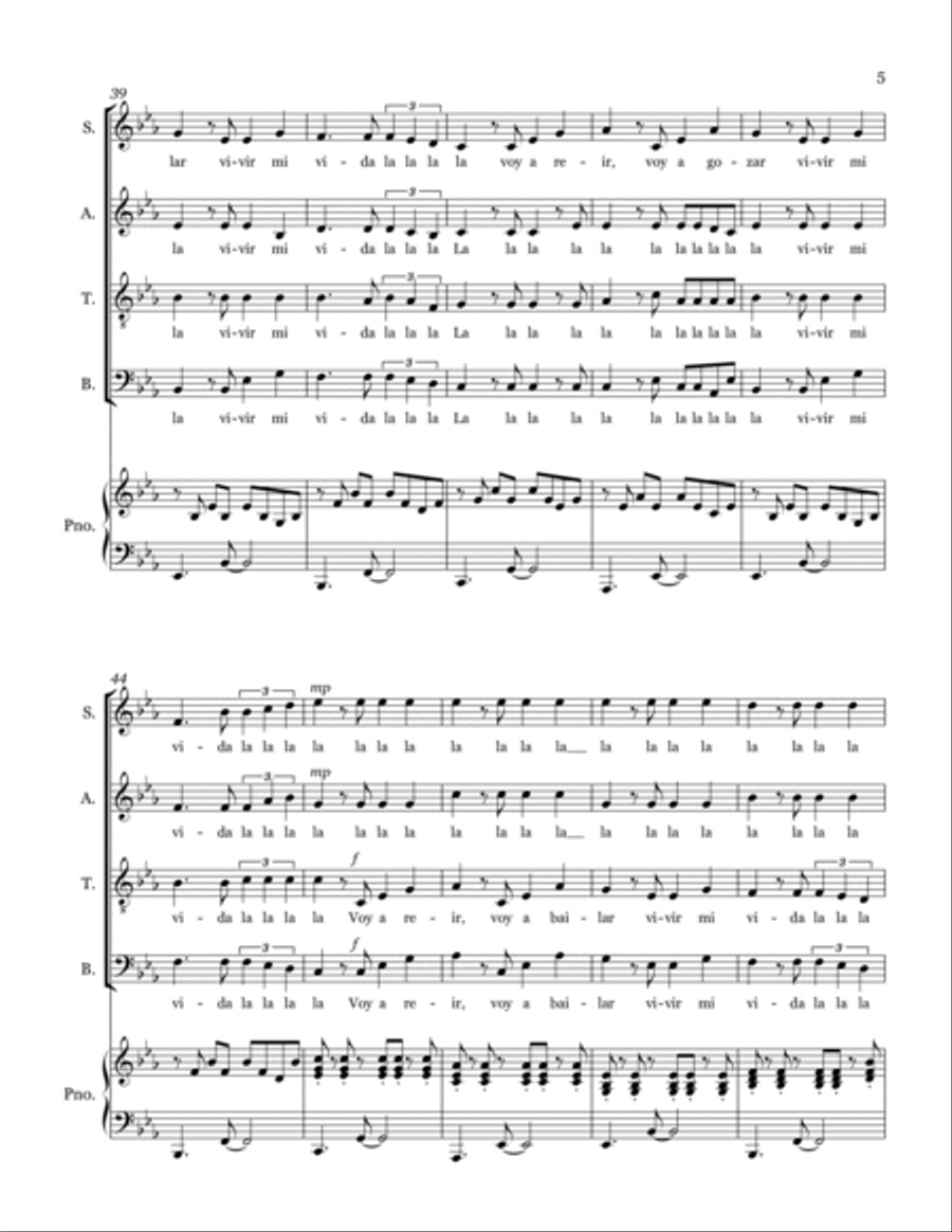 Vivir Mi Vida 4-Part scores gallery preview page 5