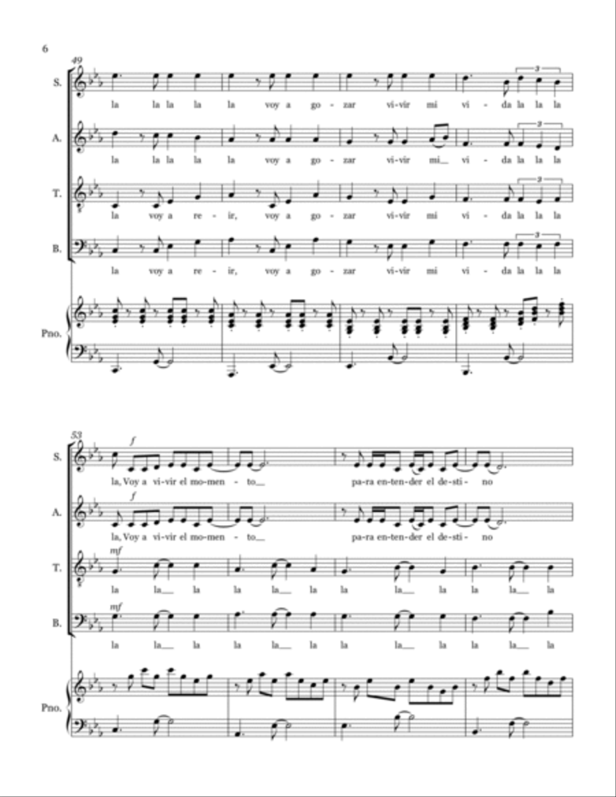 Vivir Mi Vida 4-Part scores gallery preview page 6