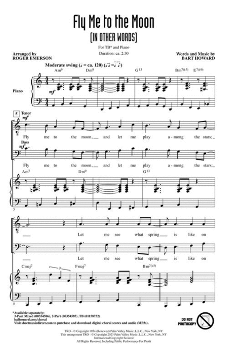 Fly Me to the Moon (In Other Words) TB scores gallery preview page 3