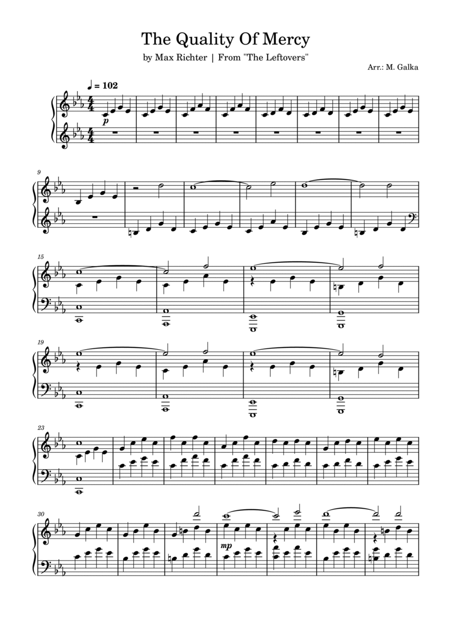 The Quality Of Mercy Piano Solo scores gallery preview page 1