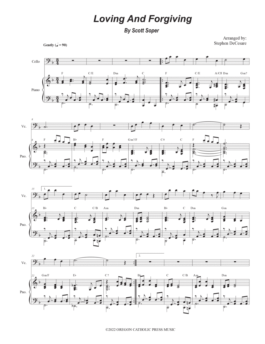 Loving And Forgiving Piano scores gallery preview page 1