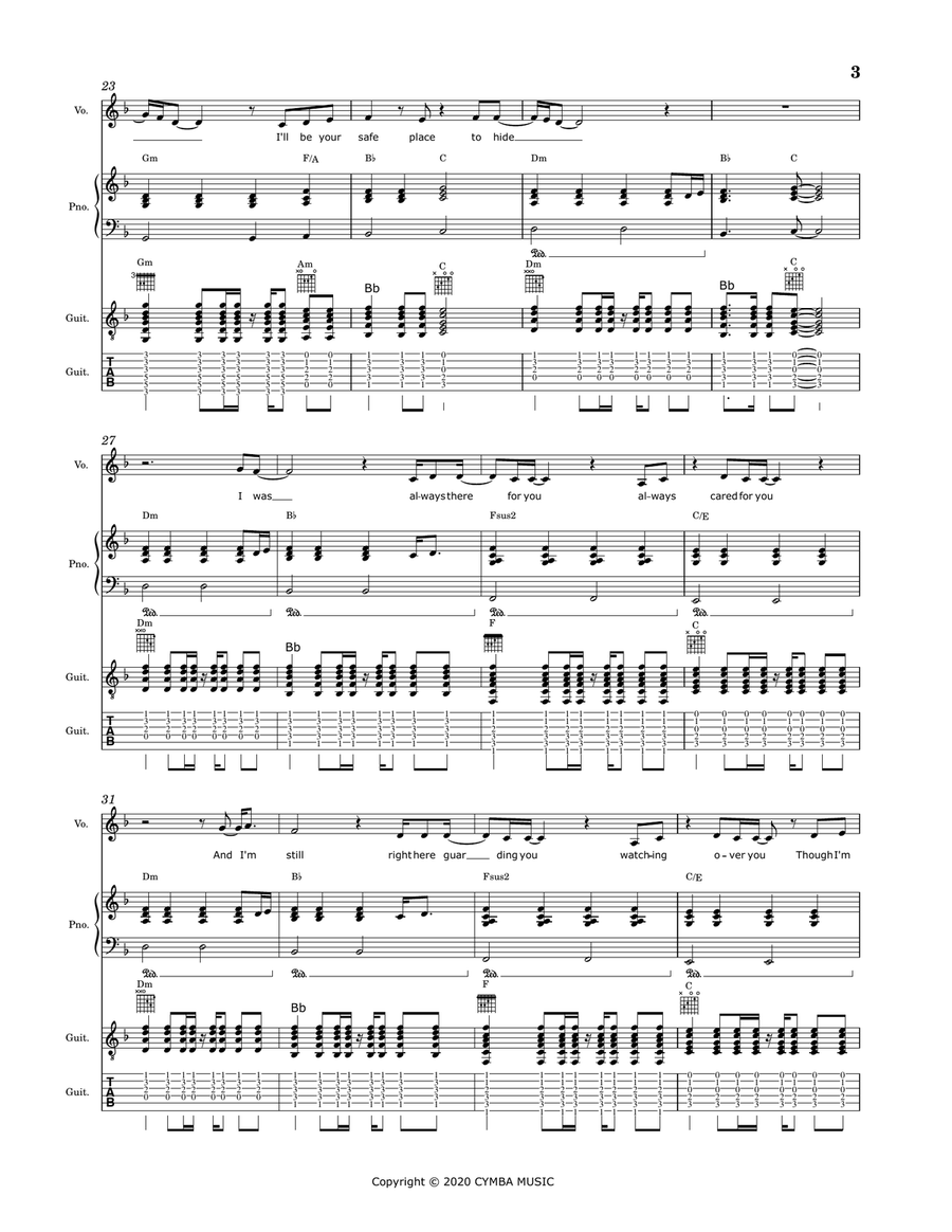 Safe Place To Hide Safe Place To Hide Piano, Vocal scores gallery preview page 3