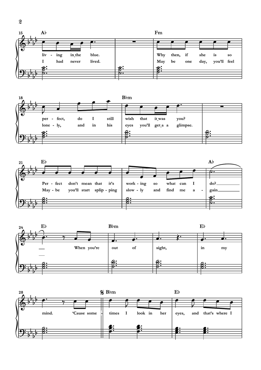 Glimpse Of Us Easy Piano scores gallery preview page 2