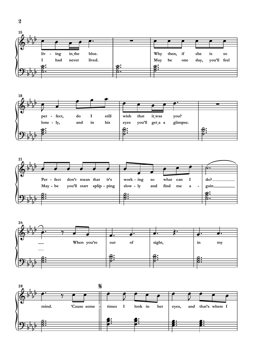 Glimpse Of Us Easy Piano scores gallery preview page 2