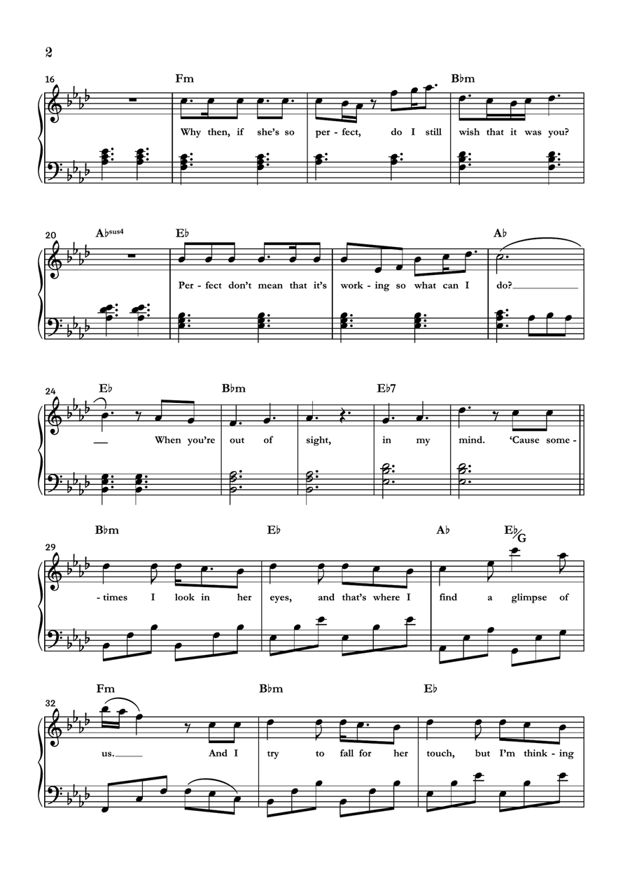 Glimpse Of Us Piano Solo scores gallery preview page 2