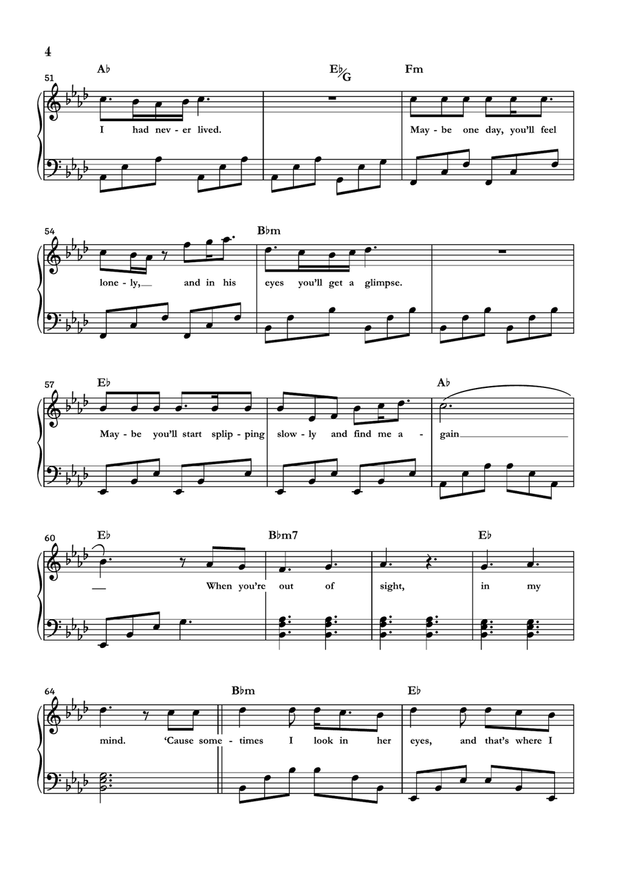 Glimpse Of Us Piano Solo scores gallery preview page 4