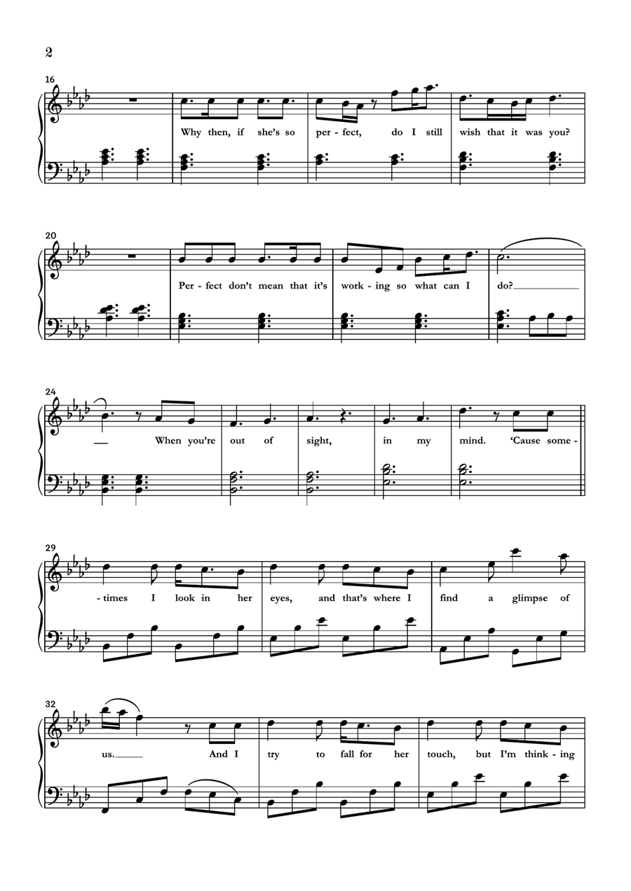 Glimpse Of Us Piano Solo scores gallery preview page 2