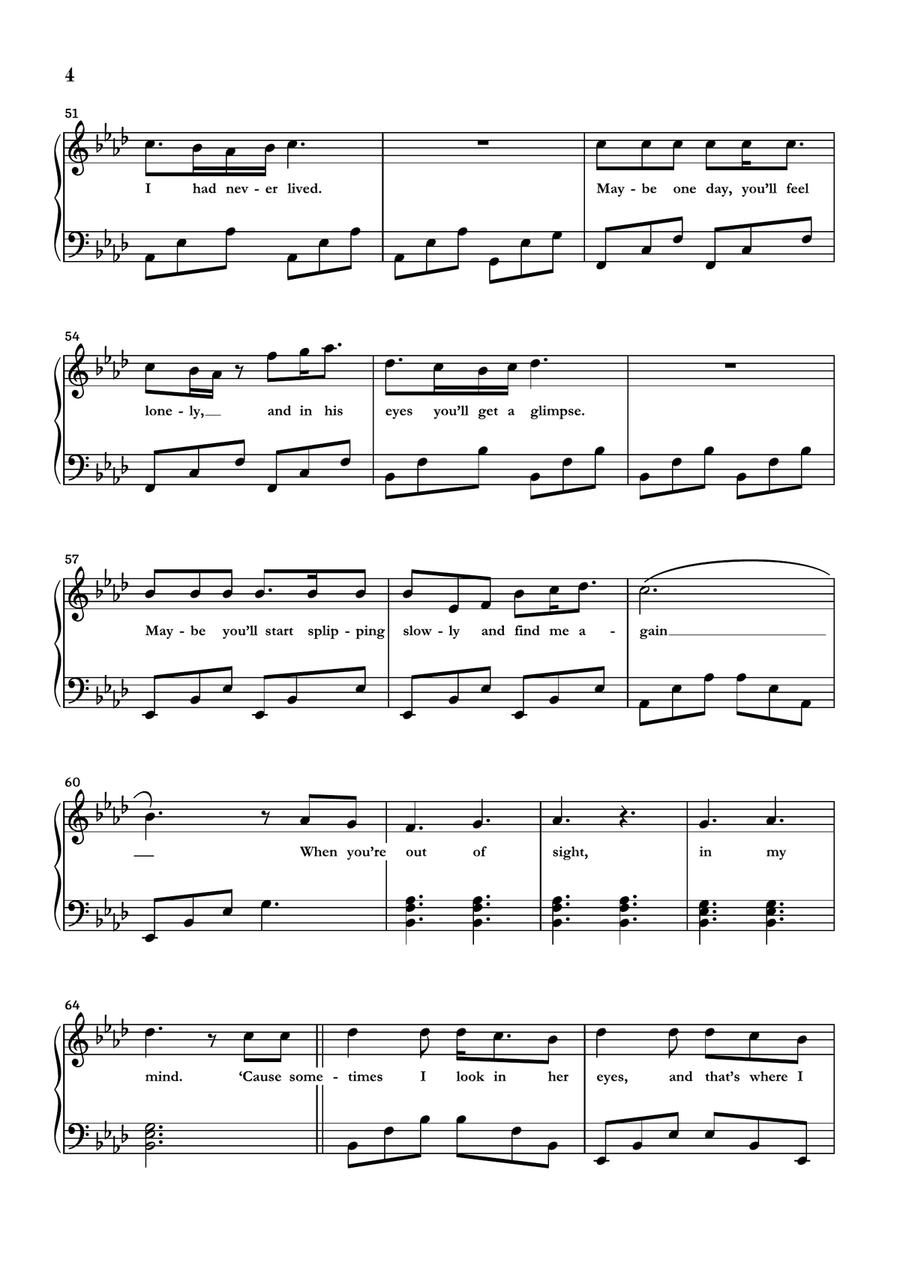 Glimpse Of Us Piano Solo scores gallery preview page 4