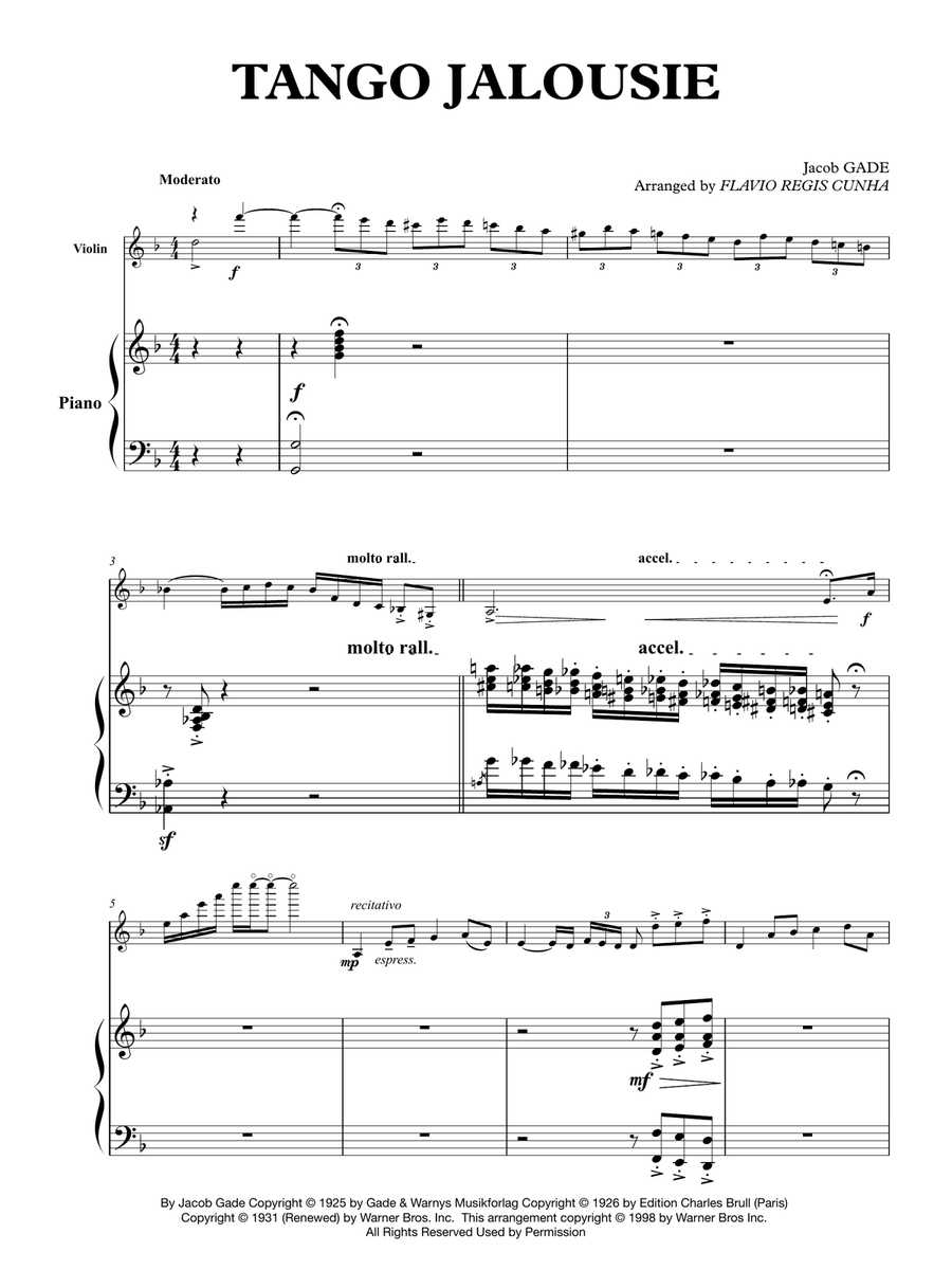 Jalousie (tango Tzigane) Violin Solo scores gallery preview page 3