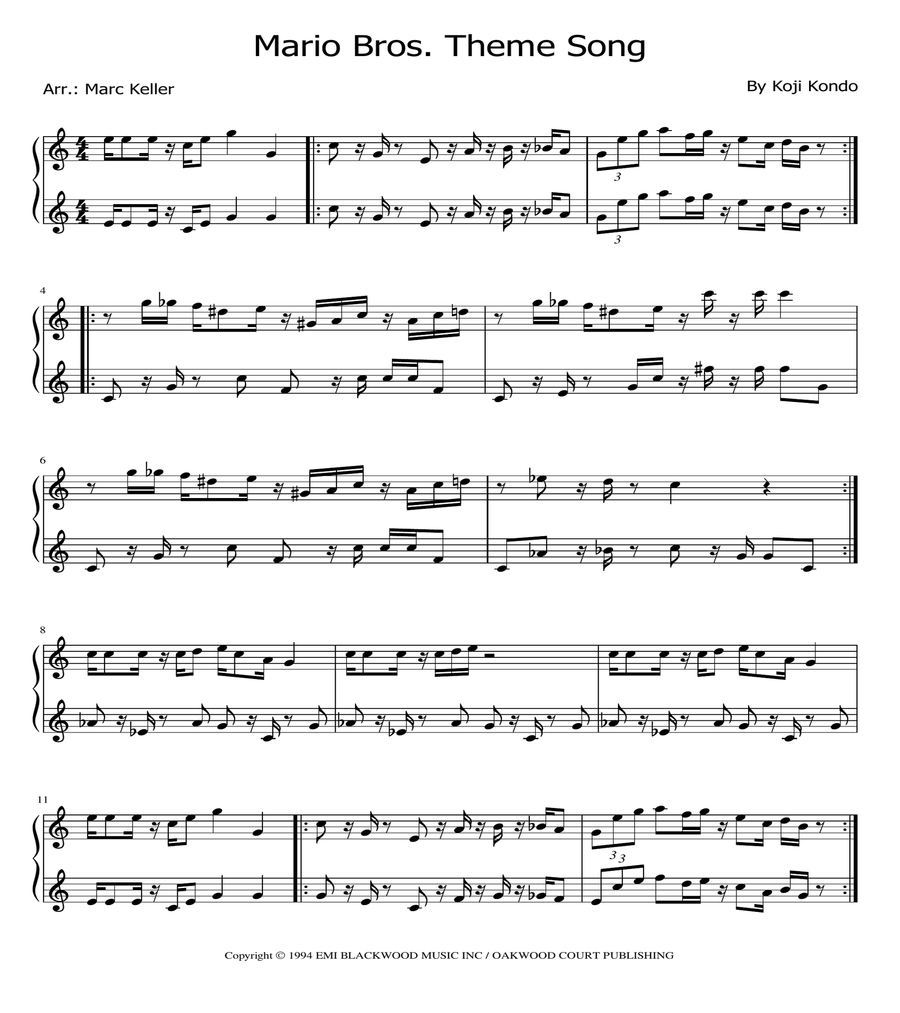Super Mario Bros Theme Tenor Saxophone scores gallery preview page 1
