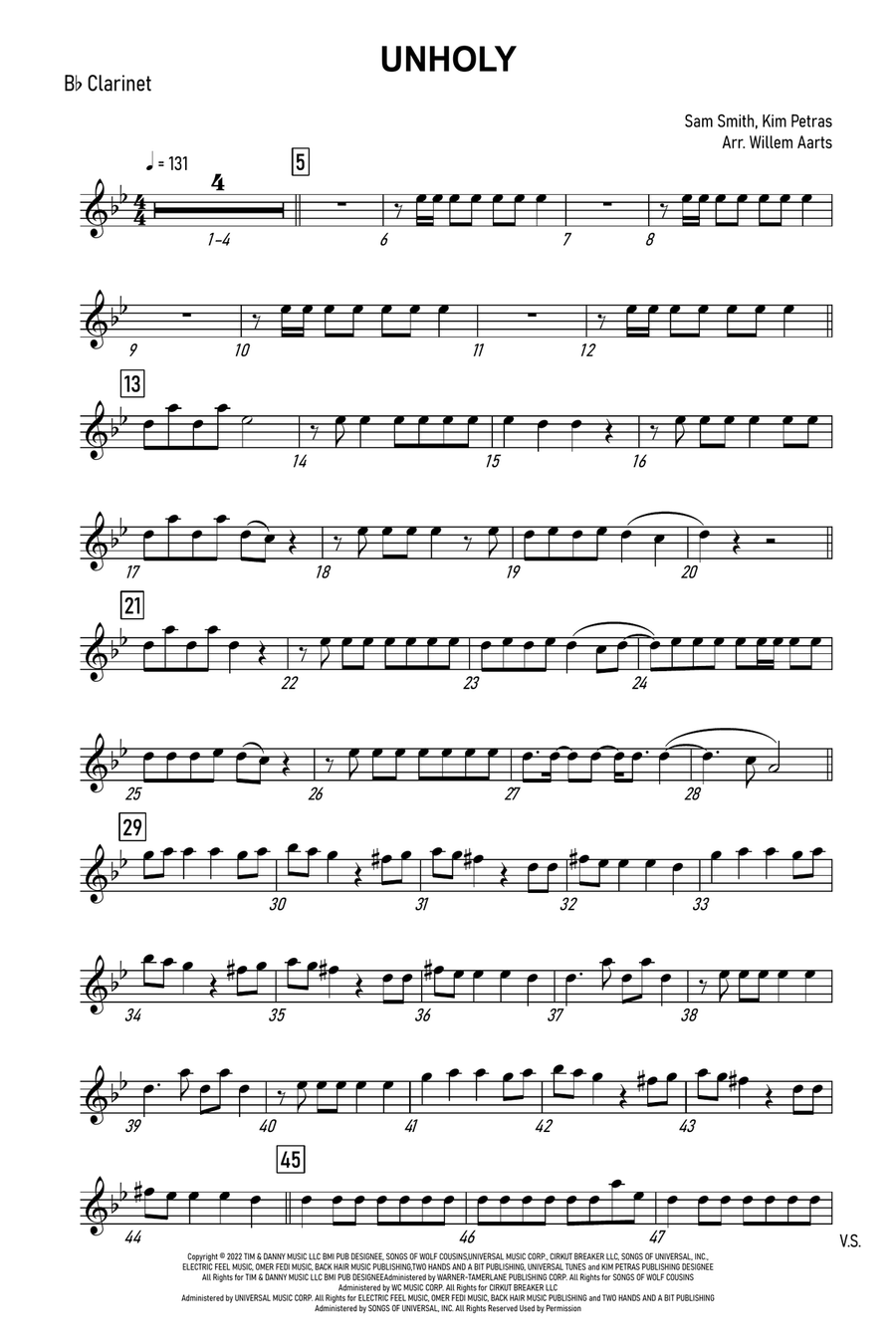 Unholy Unholy B-Flat Clarinet scores gallery preview page 5