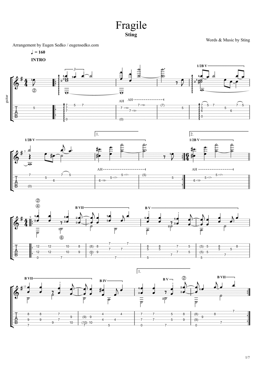 Fragile Electric Guitar scores gallery preview page 1