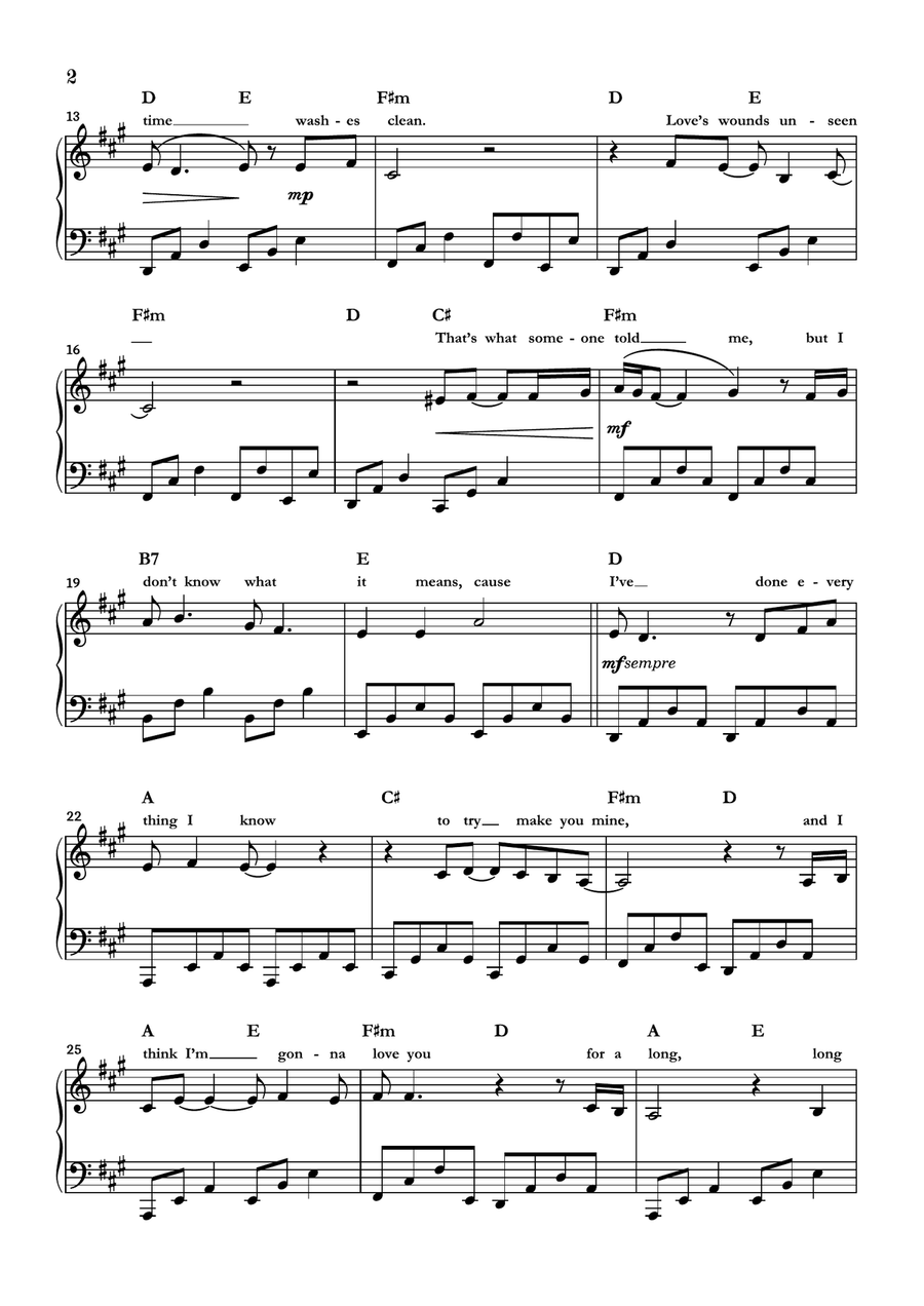 Long Long Time Piano Solo scores gallery preview page 2