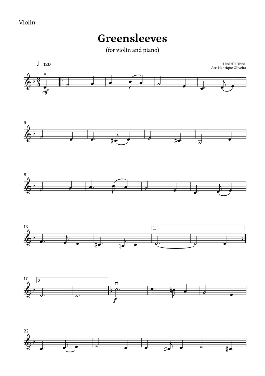 What Child Is This? (Greensleeves) - for violin and piano Violin Solo scores gallery preview page 5