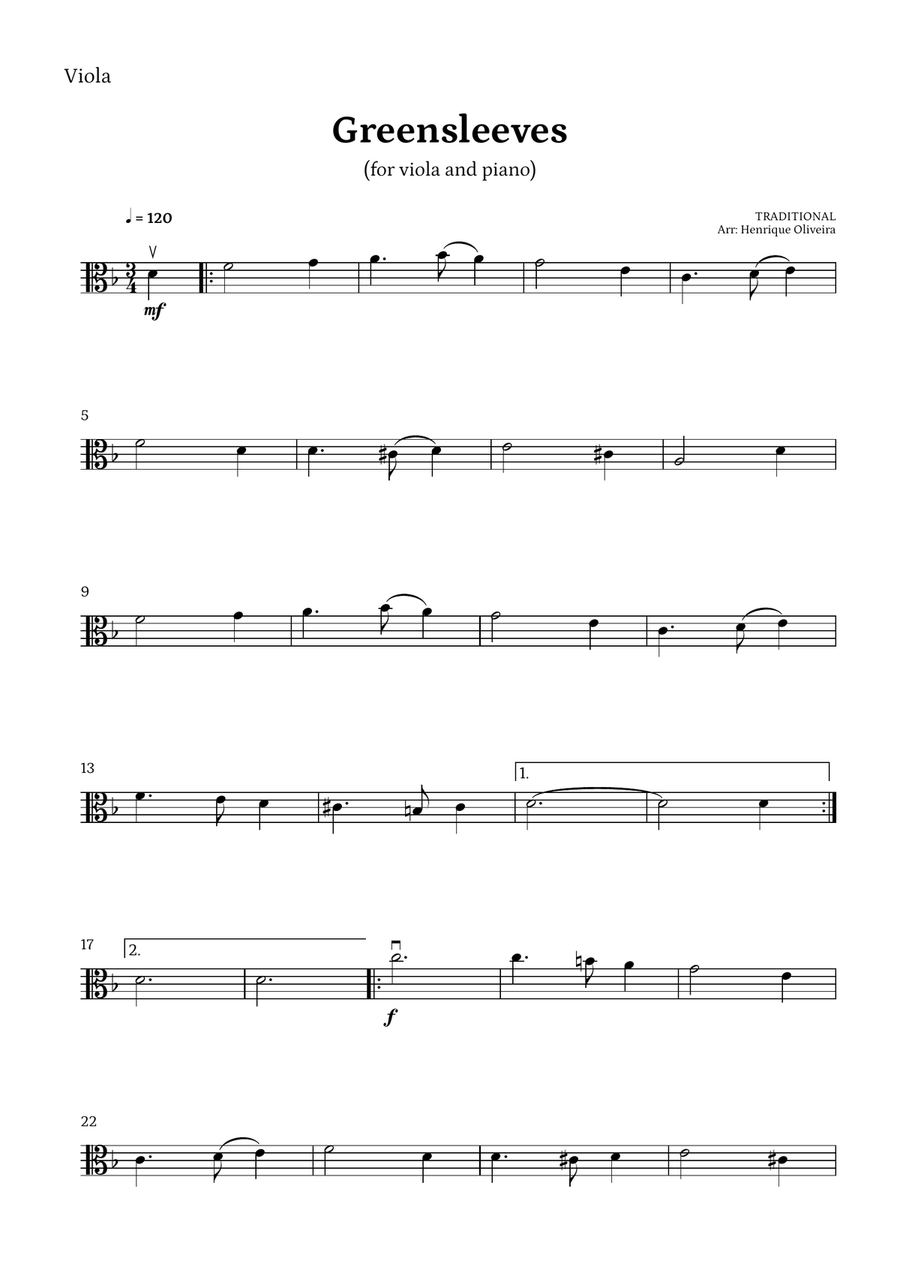 What Child Is This? (Greensleeves) - for viola and piano Piano scores gallery preview page 5