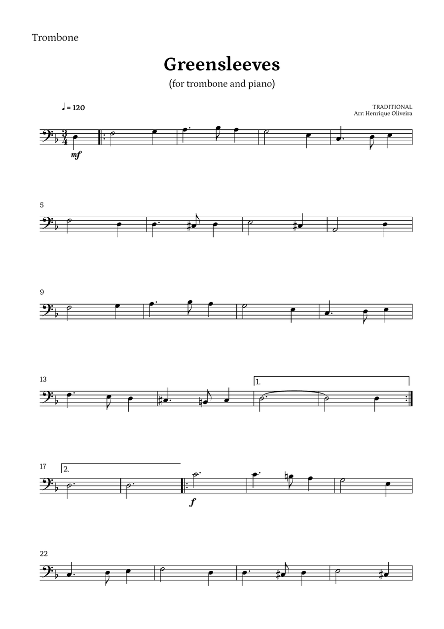 What Child Is This? (Greensleeves) - for trombone and piano Piano scores gallery preview page 5