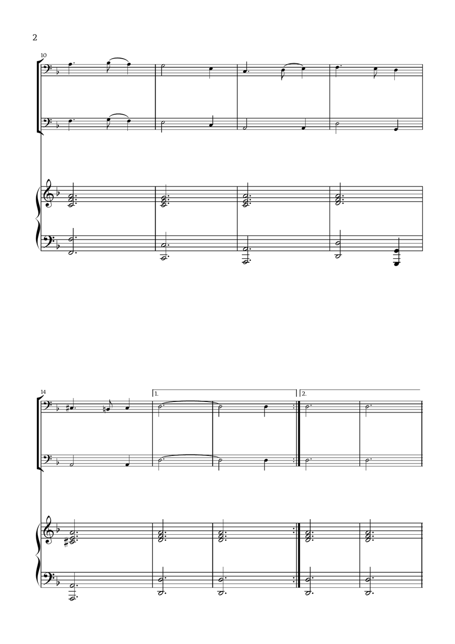 What Child Is This? (Greensleeves) - for cello duet and piano String Duet scores gallery preview page 2