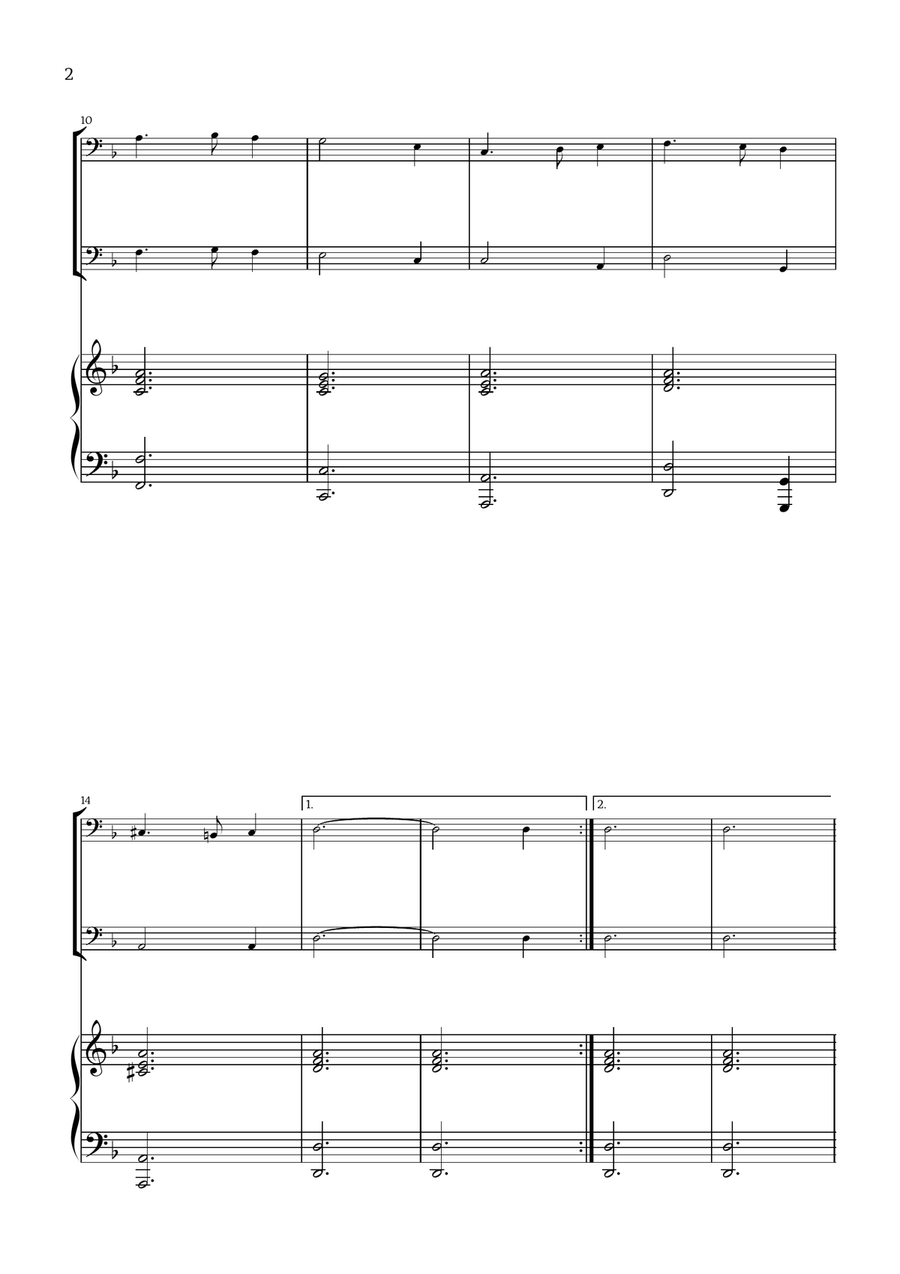 What Child Is This? (Greensleeves) - for trombone duet and piano Trombone Duet scores gallery preview page 2