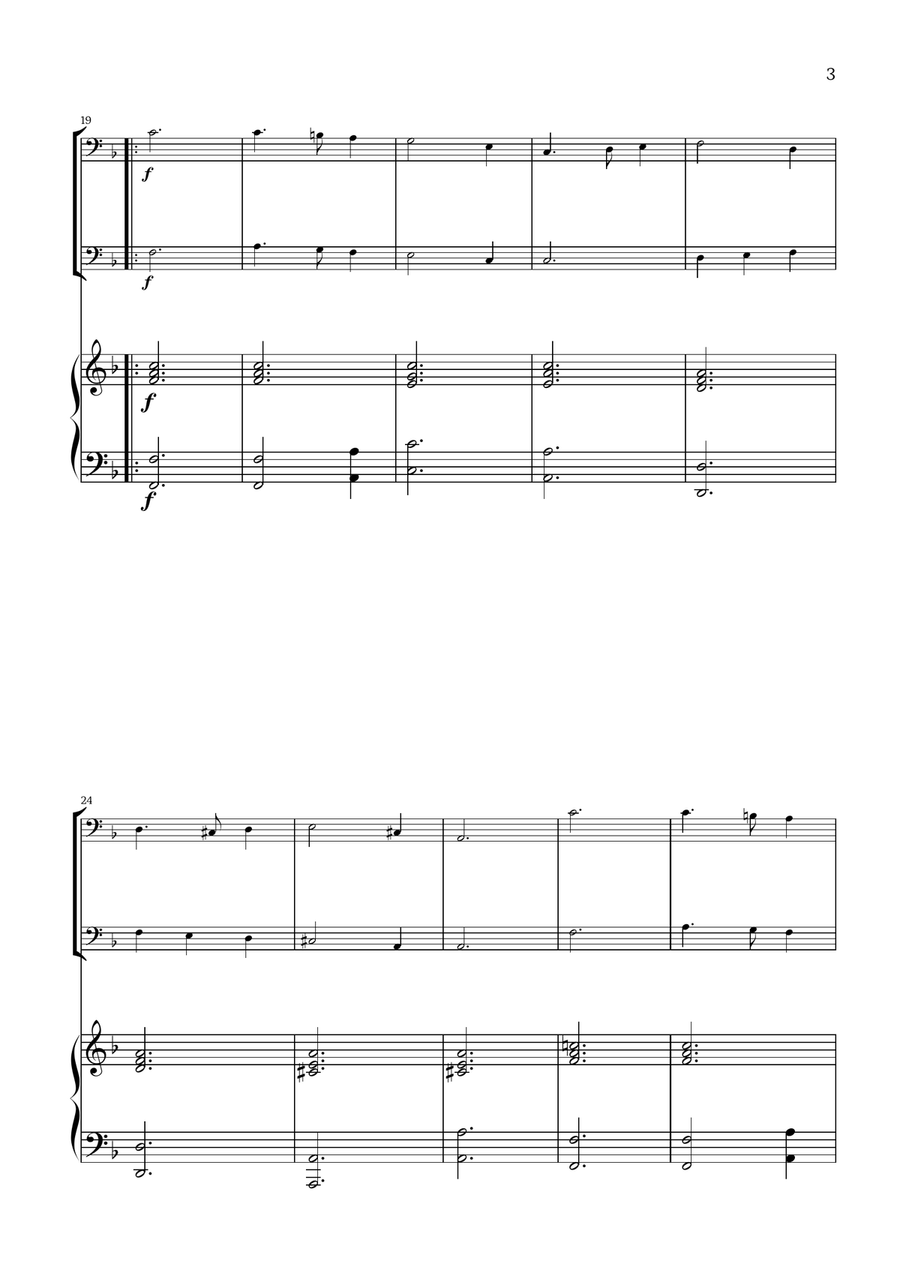 What Child Is This? (Greensleeves) - for trombone duet and piano Trombone Duet scores gallery preview page 3