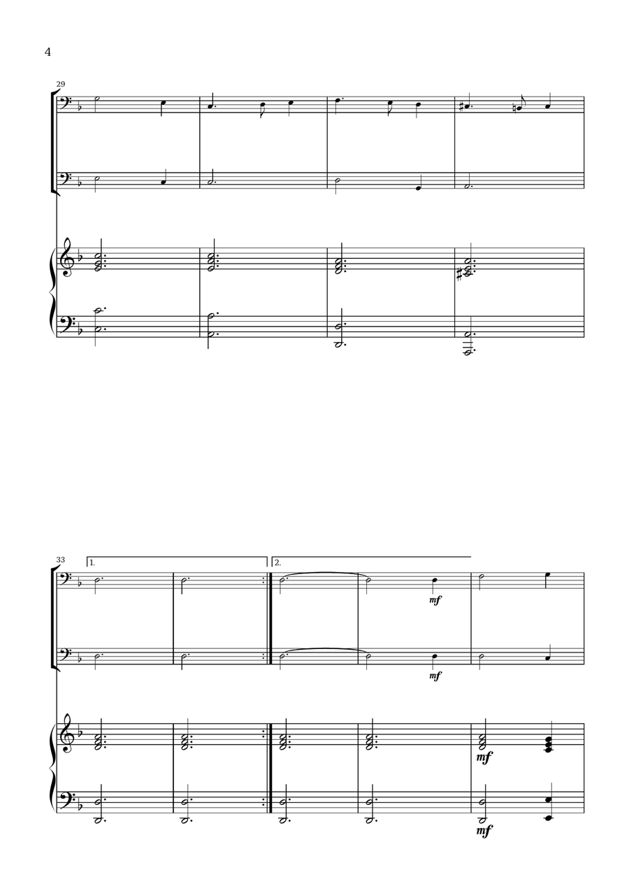 What Child Is This? (Greensleeves) - for trombone duet and piano Trombone Duet scores gallery preview page 4