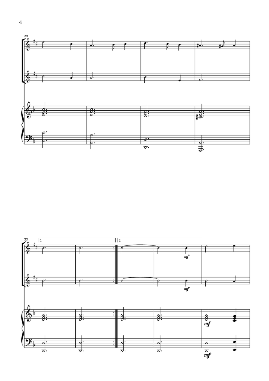 What Child Is This? (Greensleeves) - for alto saxophone duet and piano Woodwind Duet scores gallery preview page 4