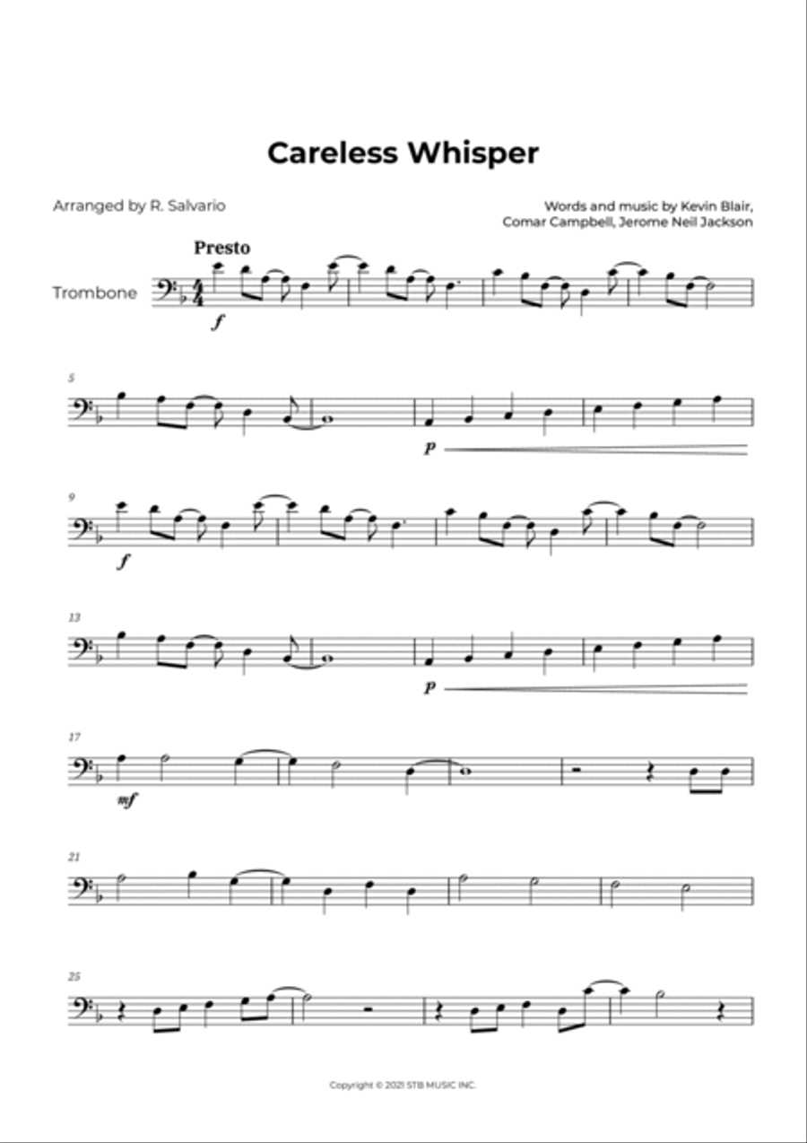Careless Whisper Trombone Solo scores gallery preview page 2