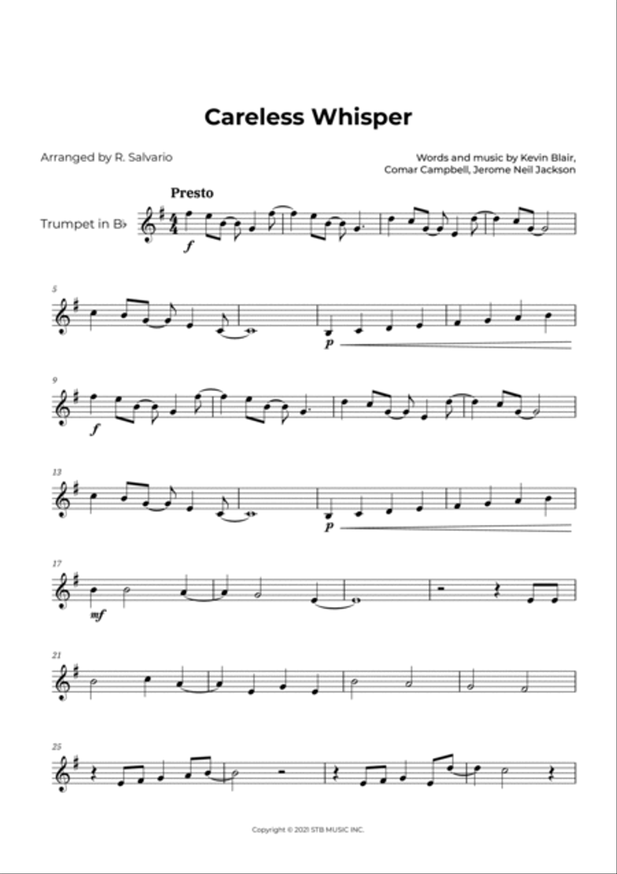Careless Whisper B-Flat Trumpet scores gallery preview page 2