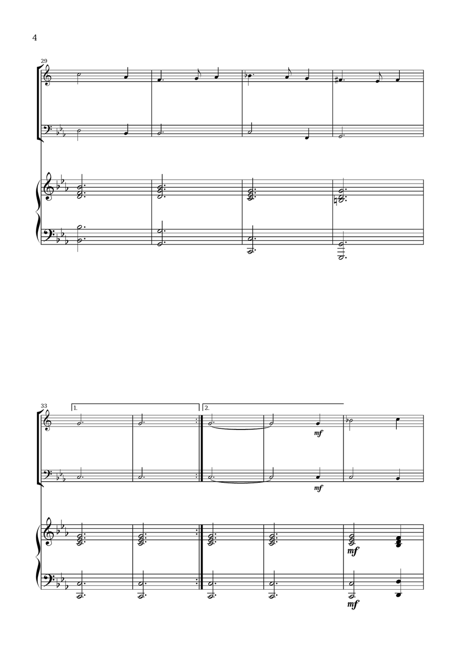 What Child Is This? (Greensleeves) - for Horn, Trombone and Piano What Child Is This? (Greensleeves) - for Horn, Trombone and Piano Brass Duet scores gallery preview page 4