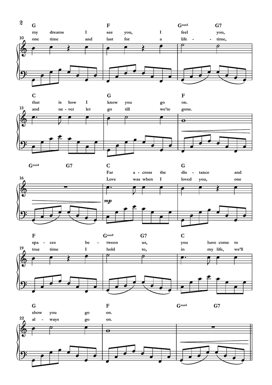 My Heart Will Go On (love Theme From 'titanic') Piano Solo scores gallery preview page 2