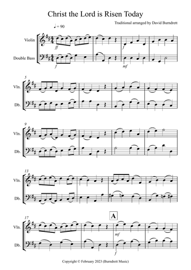 Christ the Lord Is Risen Today – Violin and Double Bass Duet (Easter Hymn) – Grade 3+