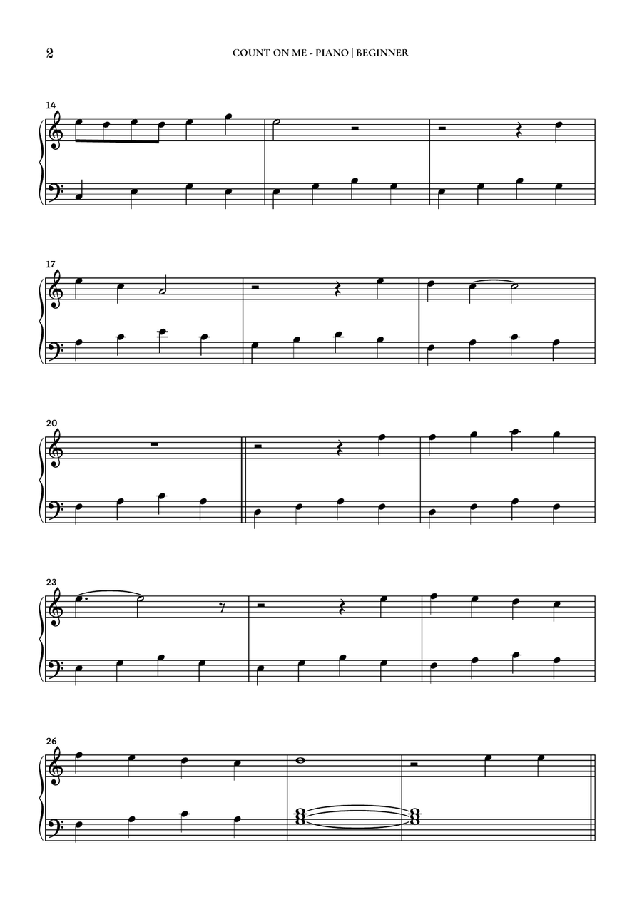 Count On Me Easy Piano scores gallery preview page 2