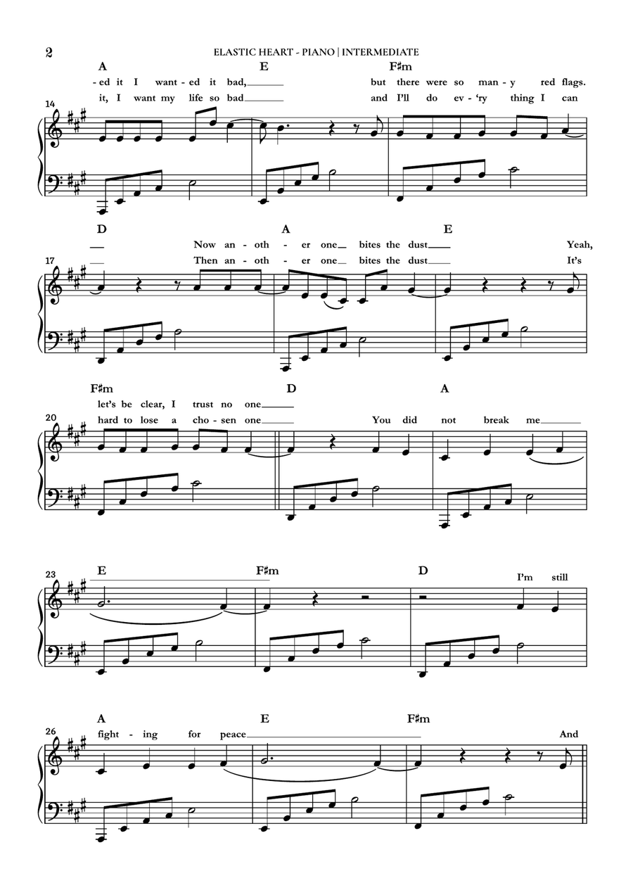 Elastic Heart Piano Solo scores gallery preview page 2