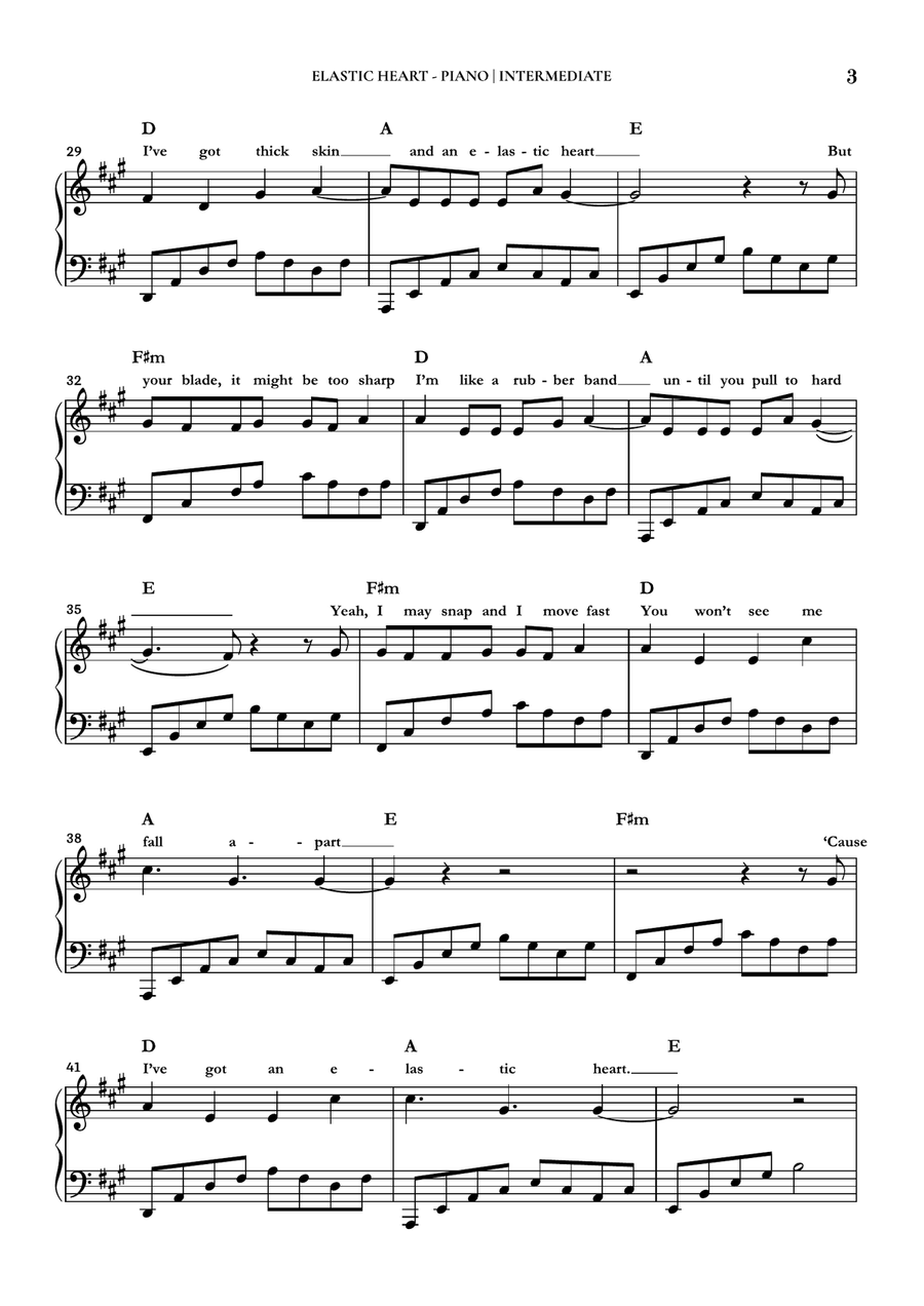 Elastic Heart Piano Solo scores gallery preview page 3