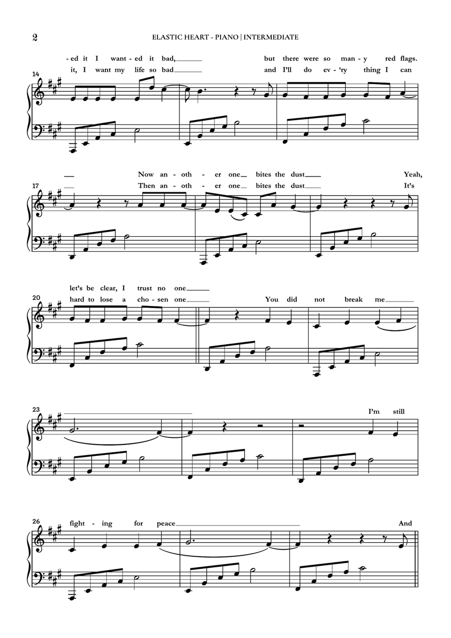 Elastic Heart Piano Solo scores gallery preview page 2