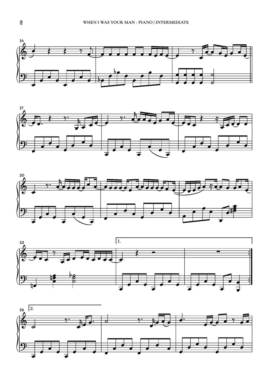 When I Was Your Man Piano Solo scores gallery preview page 2