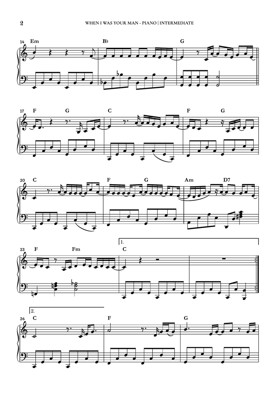 When I Was Your Man Piano Solo scores gallery preview page 2