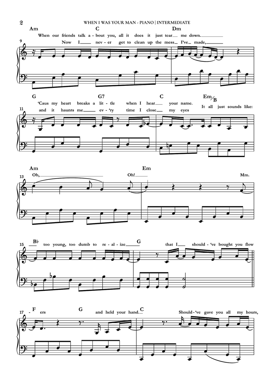 When I Was Your Man Piano Solo scores gallery preview page 2