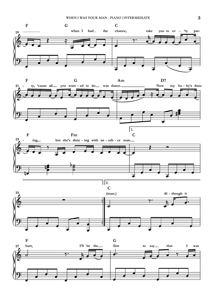 When I Was Your Man Piano Solo scores gallery preview page 3