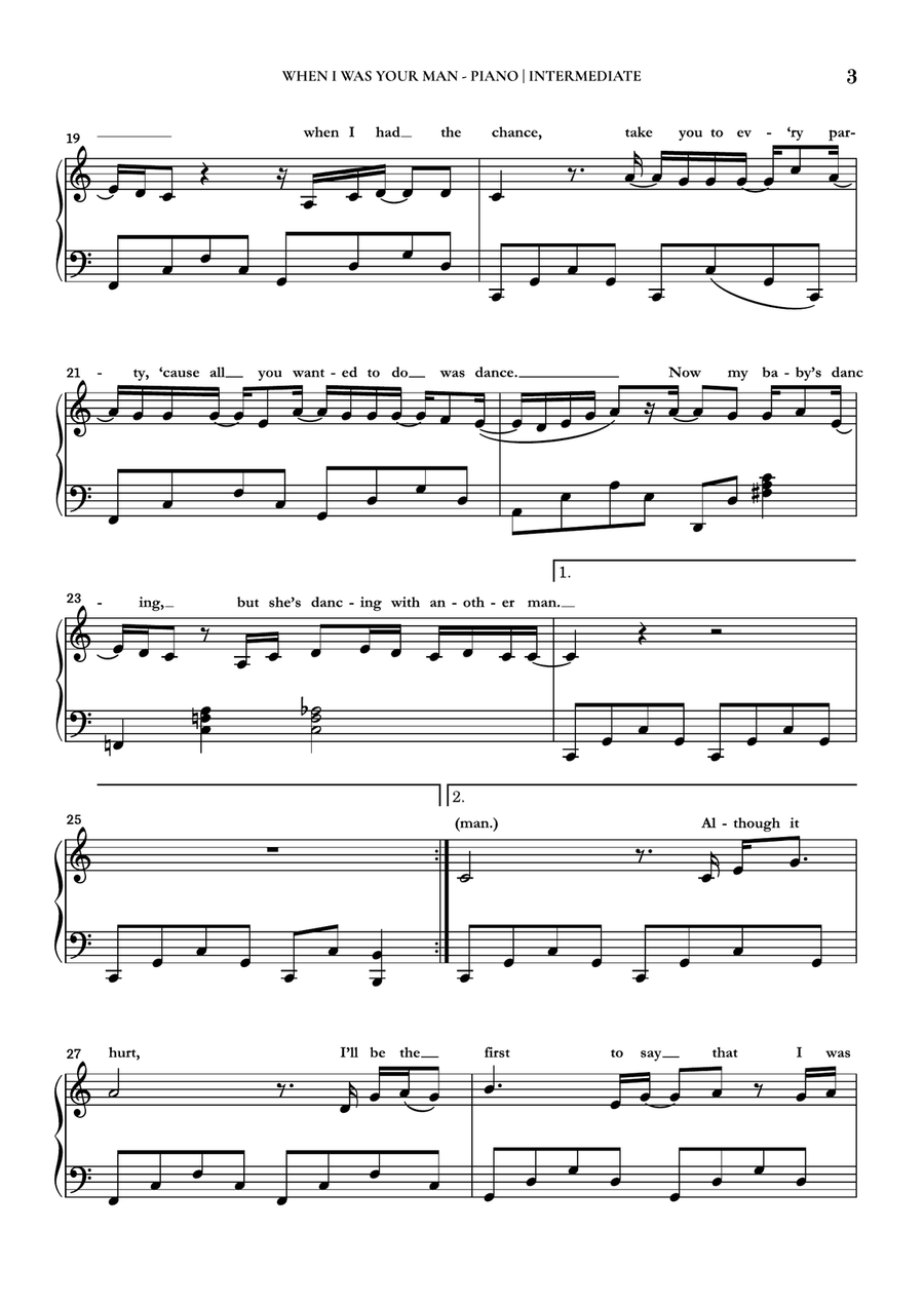 When I Was Your Man Piano Solo scores gallery preview page 3