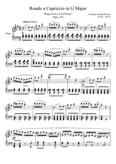Rondo a Capriccio Opus 129 in G Major, 