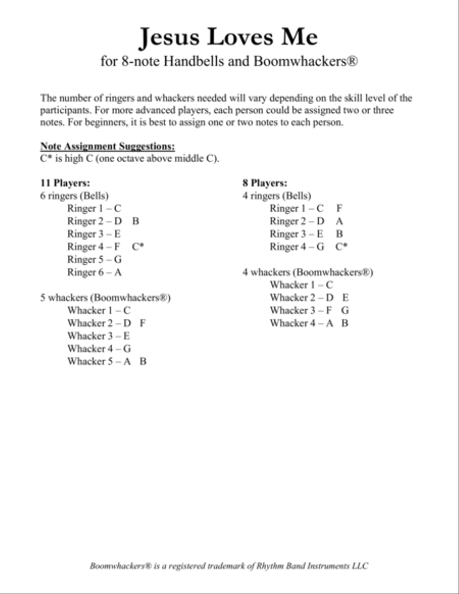 Jesus Loves Me for 8-note Bells and Boomwhackers® (with Color Coded Notes) Handbell Choir scores gallery preview page 5