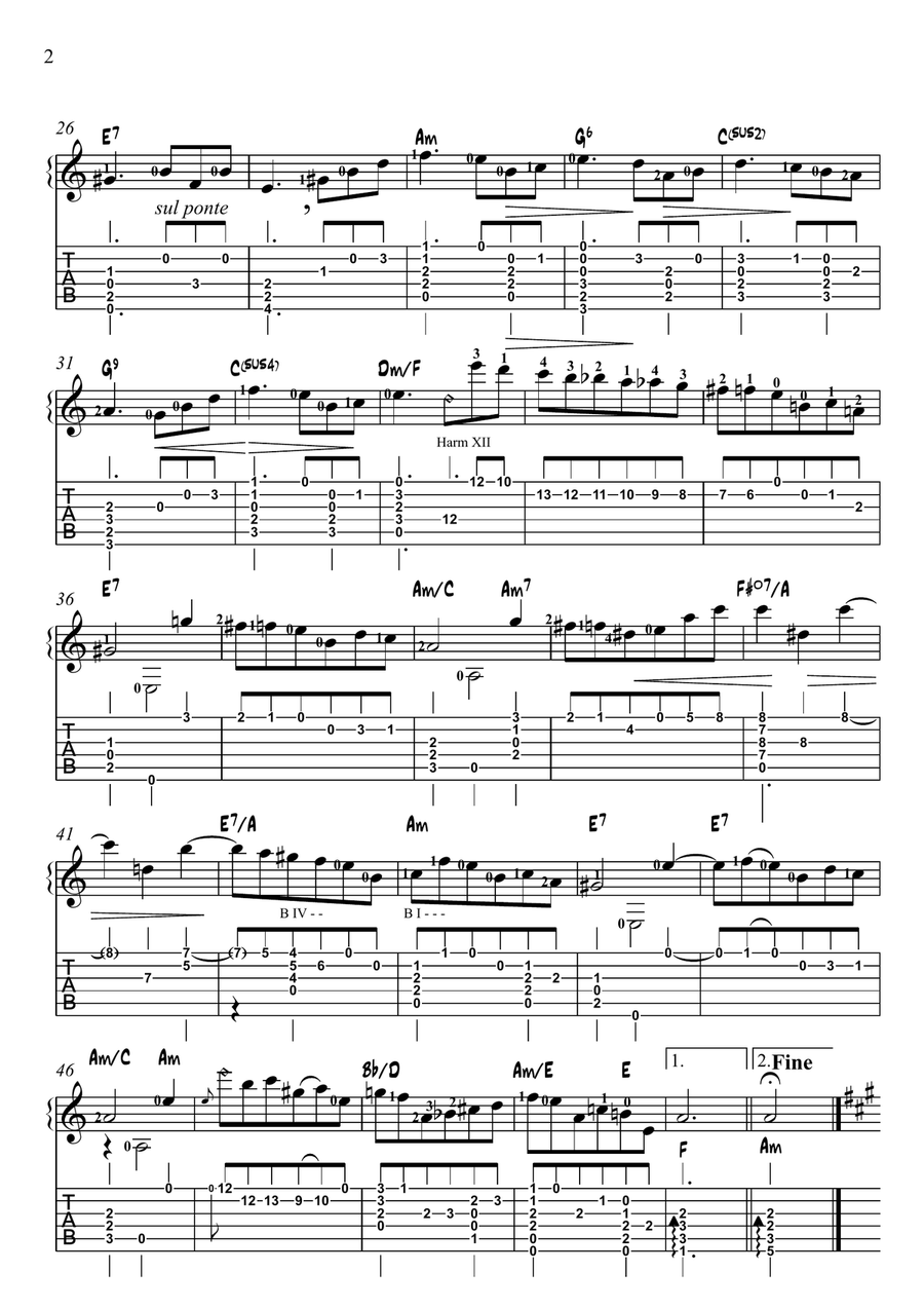 Waltz Op 69 No 2 (arranged for guitar) Acoustic Guitar scores gallery preview page 2