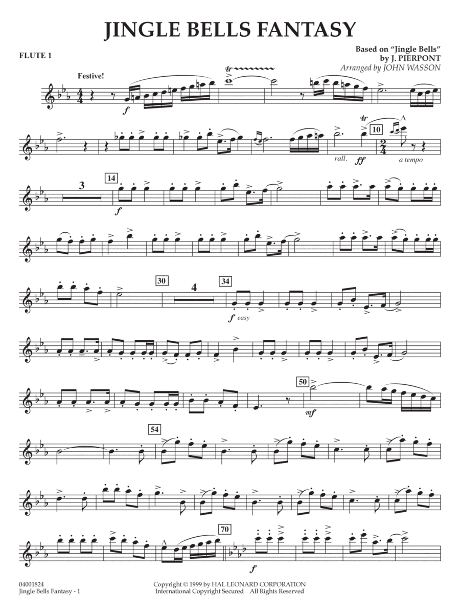 Jingle Bells Fantasy - Flute 1 Concert Band scores gallery preview page 1